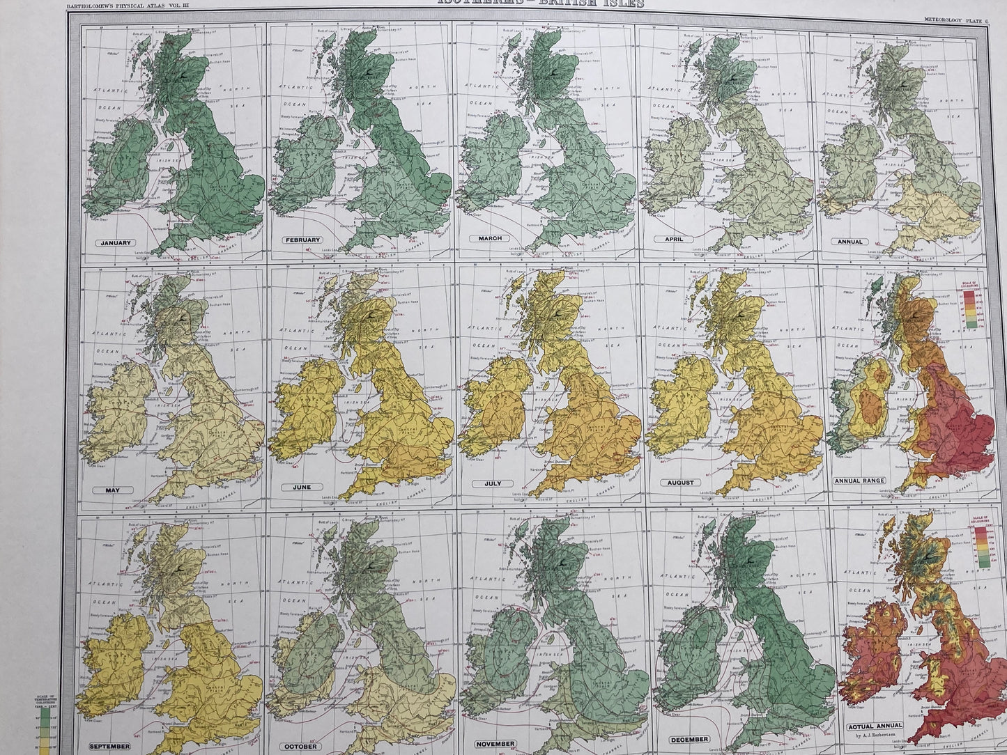 Antique Meteorological Map - British Isles – Vintage Weather Chart, 19th Century