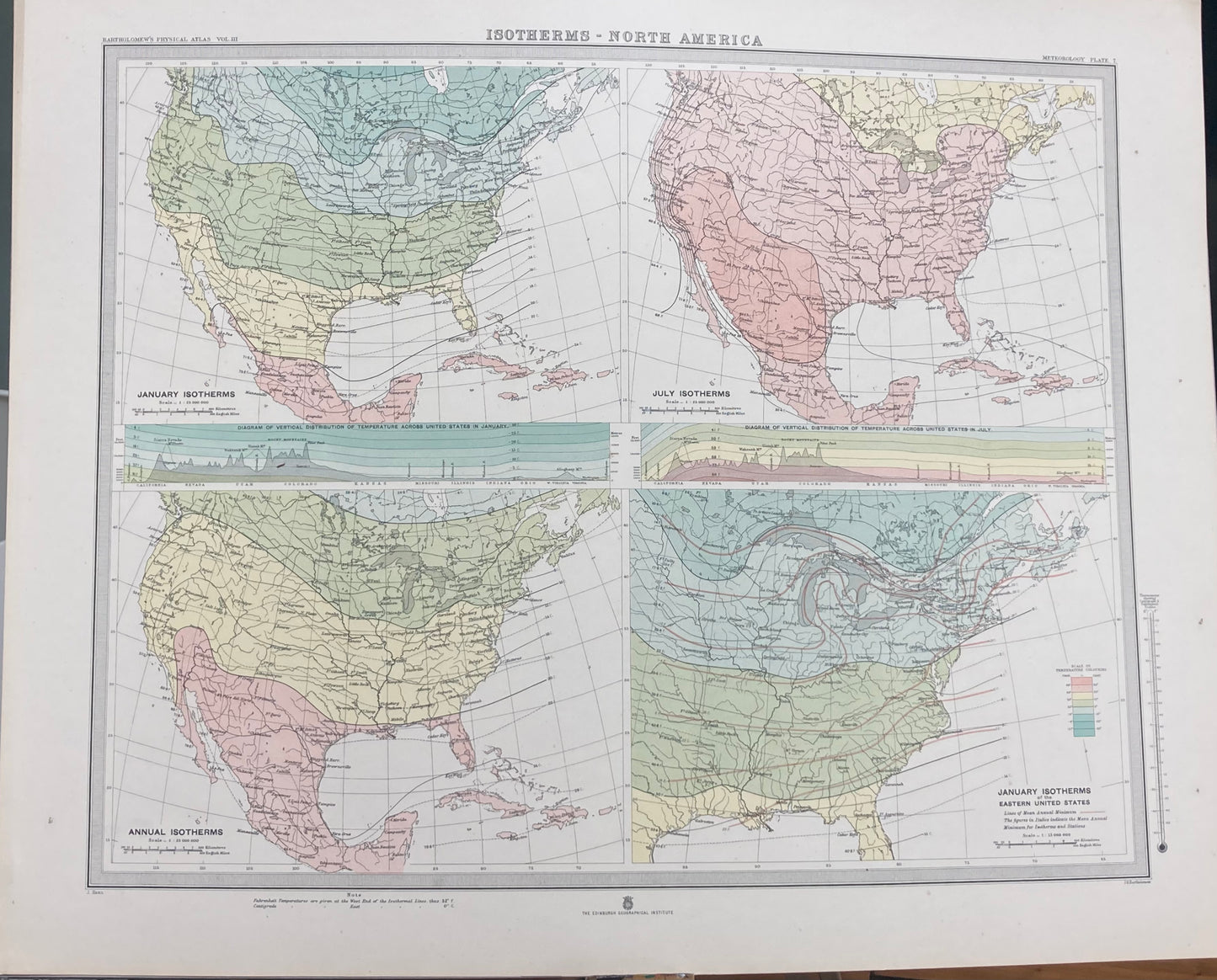 Antique Meteorological Map - North America – Vintage Weather Chart, 19th Century