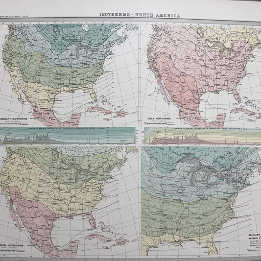 Antique Meteorological Map - North America – Vintage Weather Chart, 19th Century
