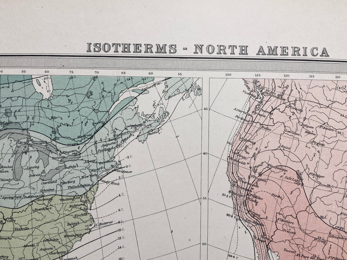 Antique Meteorological Map - North America – Vintage Weather Chart, 19th Century