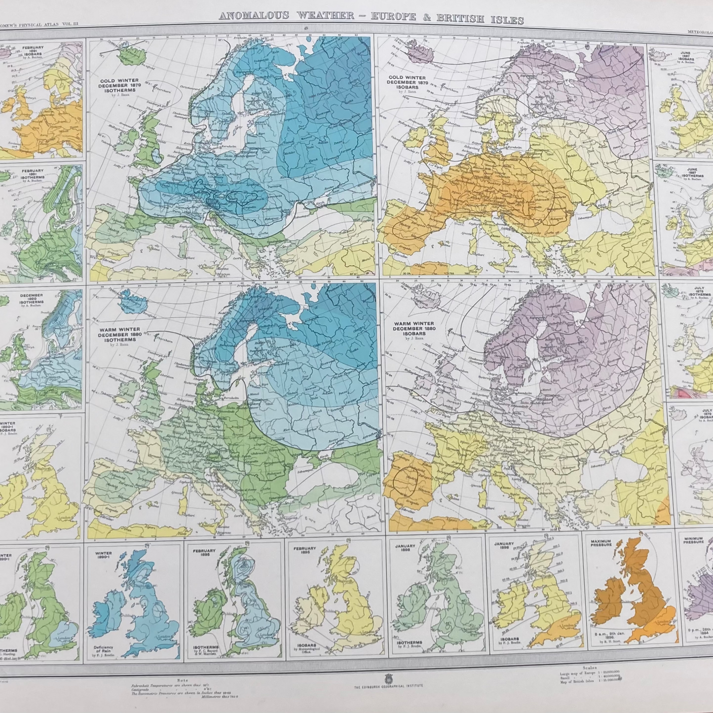 Antique Meteorological Map - ANOMALOUS WEATHER – Vintage Weather Chart, 19th Century