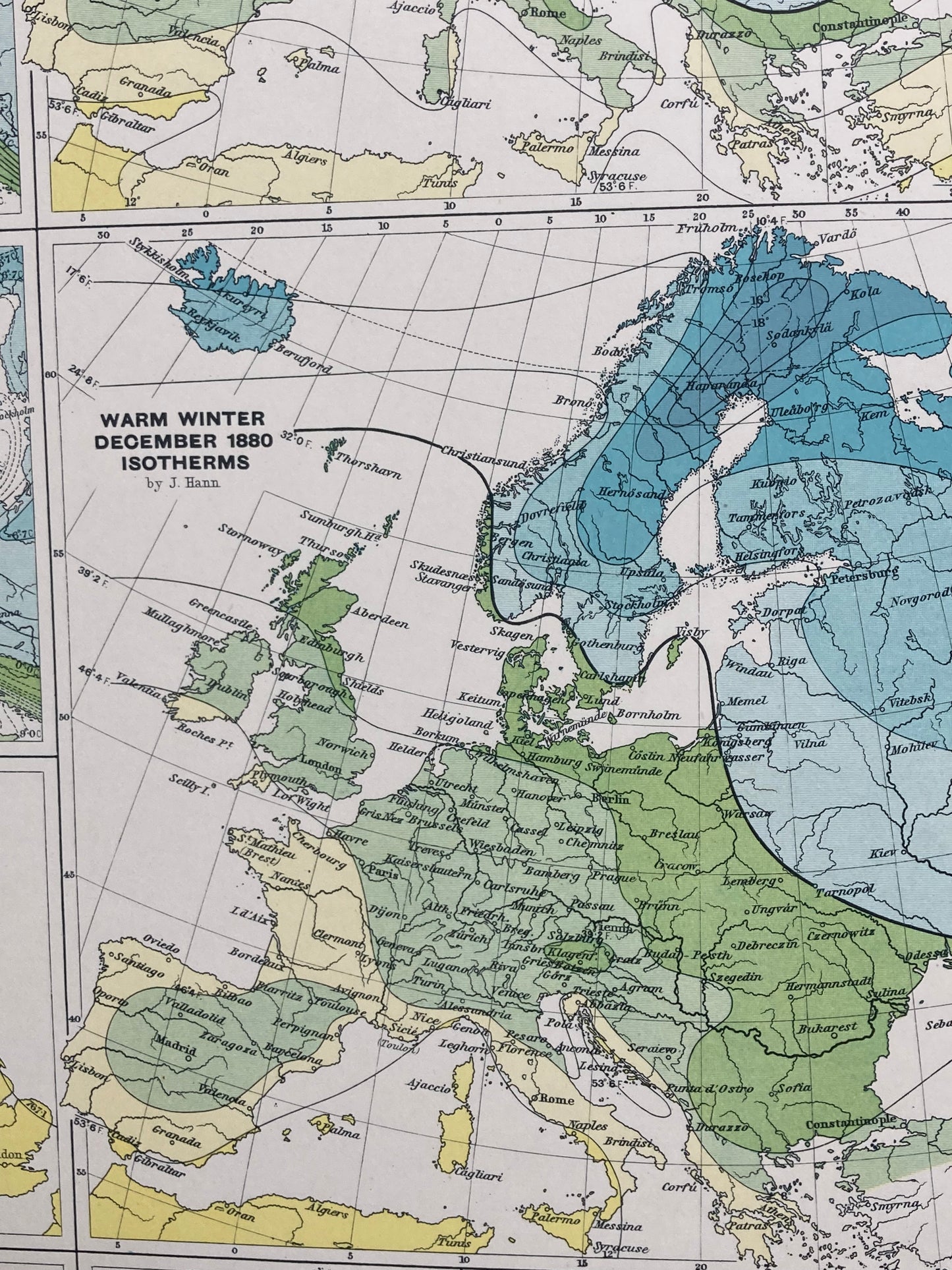 Antique Meteorological Map - ANOMALOUS WEATHER – Vintage Weather Chart, 19th Century