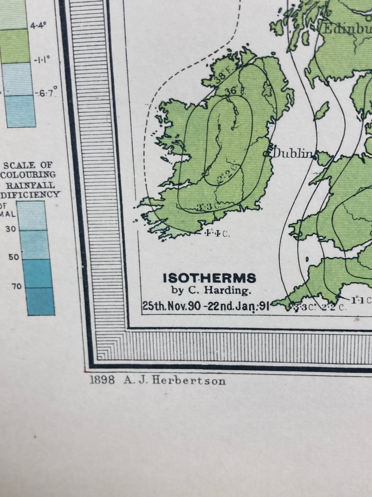 Antique Meteorological Map - ANOMALOUS WEATHER – Vintage Weather Chart, 19th Century