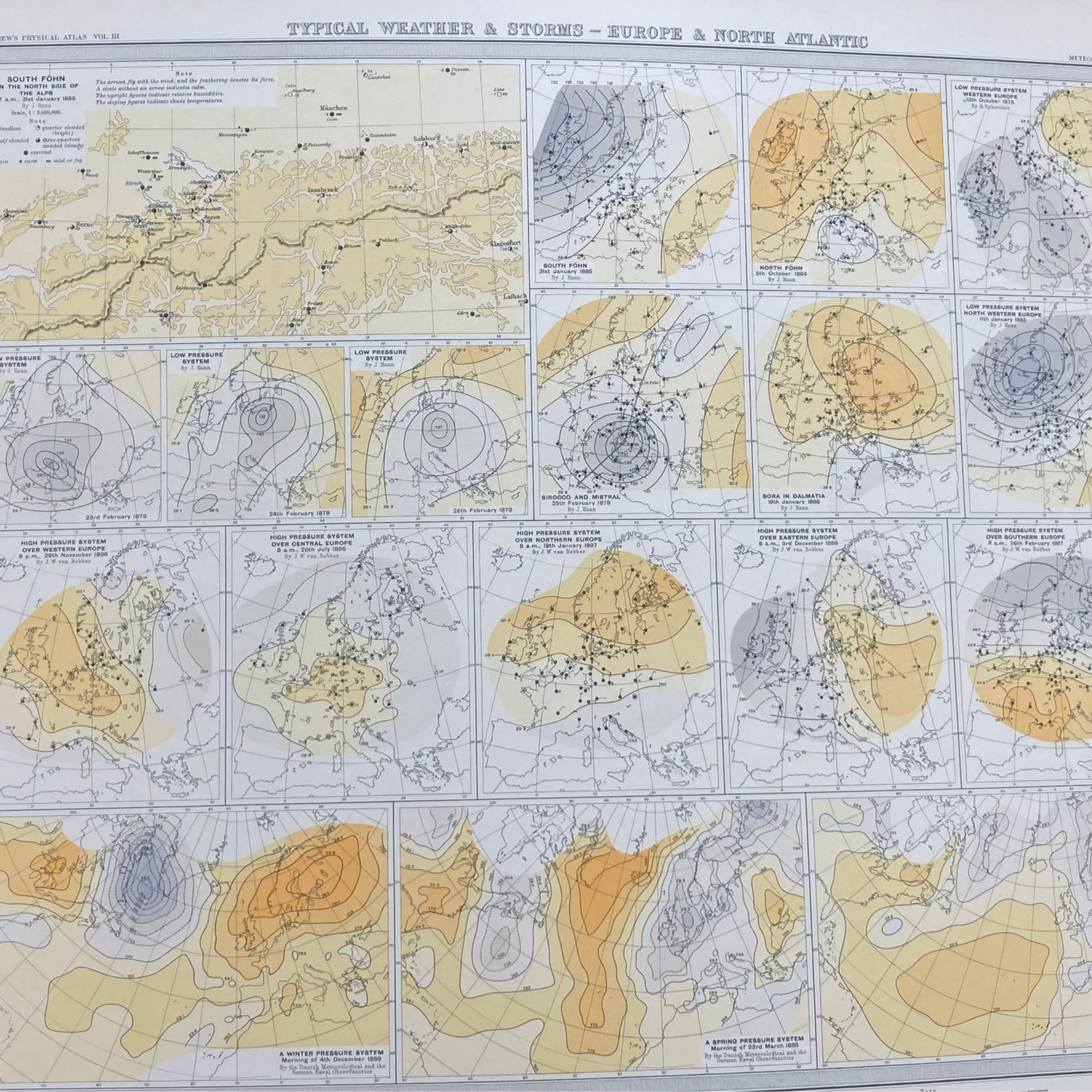 Antique Meteorological Map - Weather & STORMS – Vintage Weather Chart, 19th Century