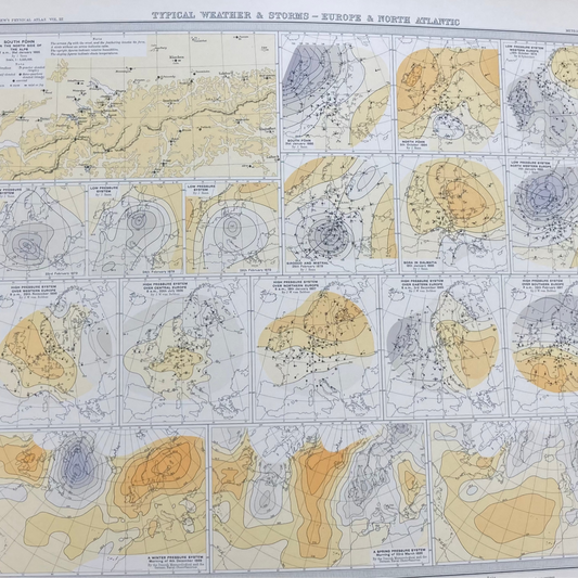 Antique Meteorological Map - Weather & STORMS – Vintage Weather Chart, 19th Century