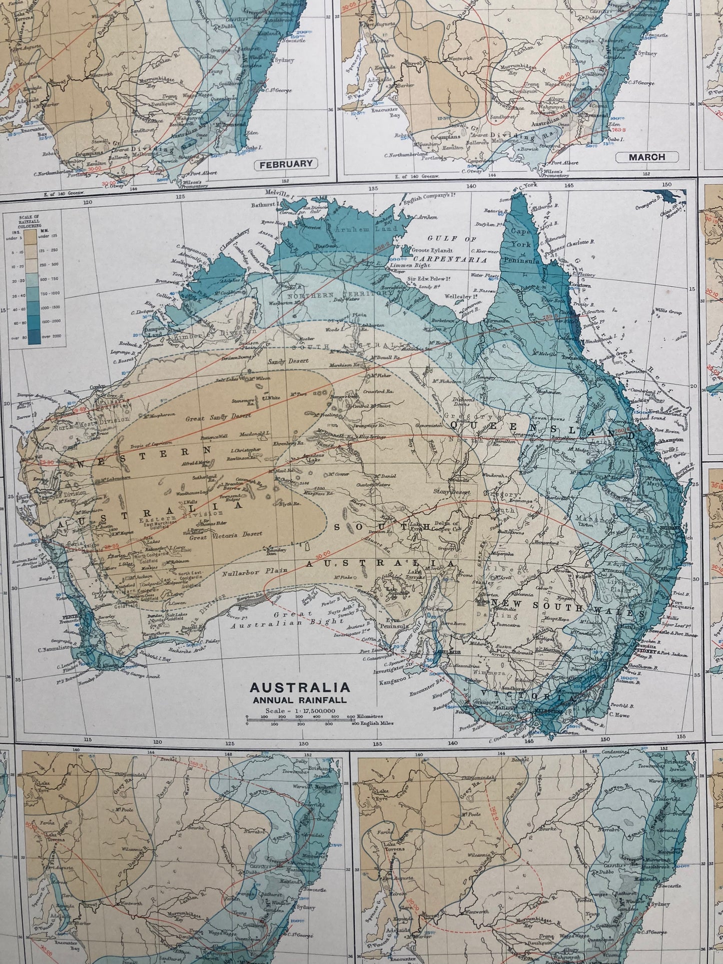 Antique Meteorological Map - Australia – Vintage Weather Chart,19th Century