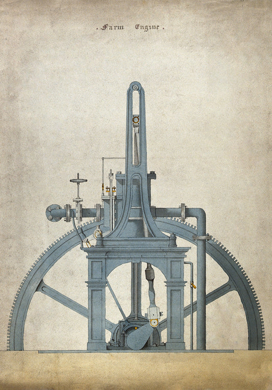 <p data-mce-fragment="1"><b data-mce-fragment="1">Antique Steam Engine</b></p> <p data-mce-fragment="1">This 19th Century poster print of a "Farm Engine" is perfect for any domestic or office setting where an industrial look is the desired vibe.<i data-mce-fragment="1"><span class="Apple-converted-space" data-mce-fragment="1">&nbsp;</span></i></p>