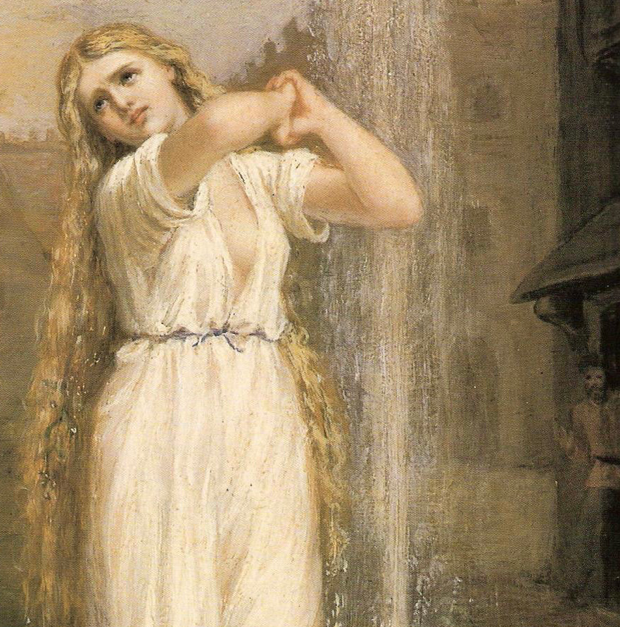 John William Waterhouse inspired Undine water nymph artwork depicting the mysterious mythical spirit associated with the legend of the woman without a heart