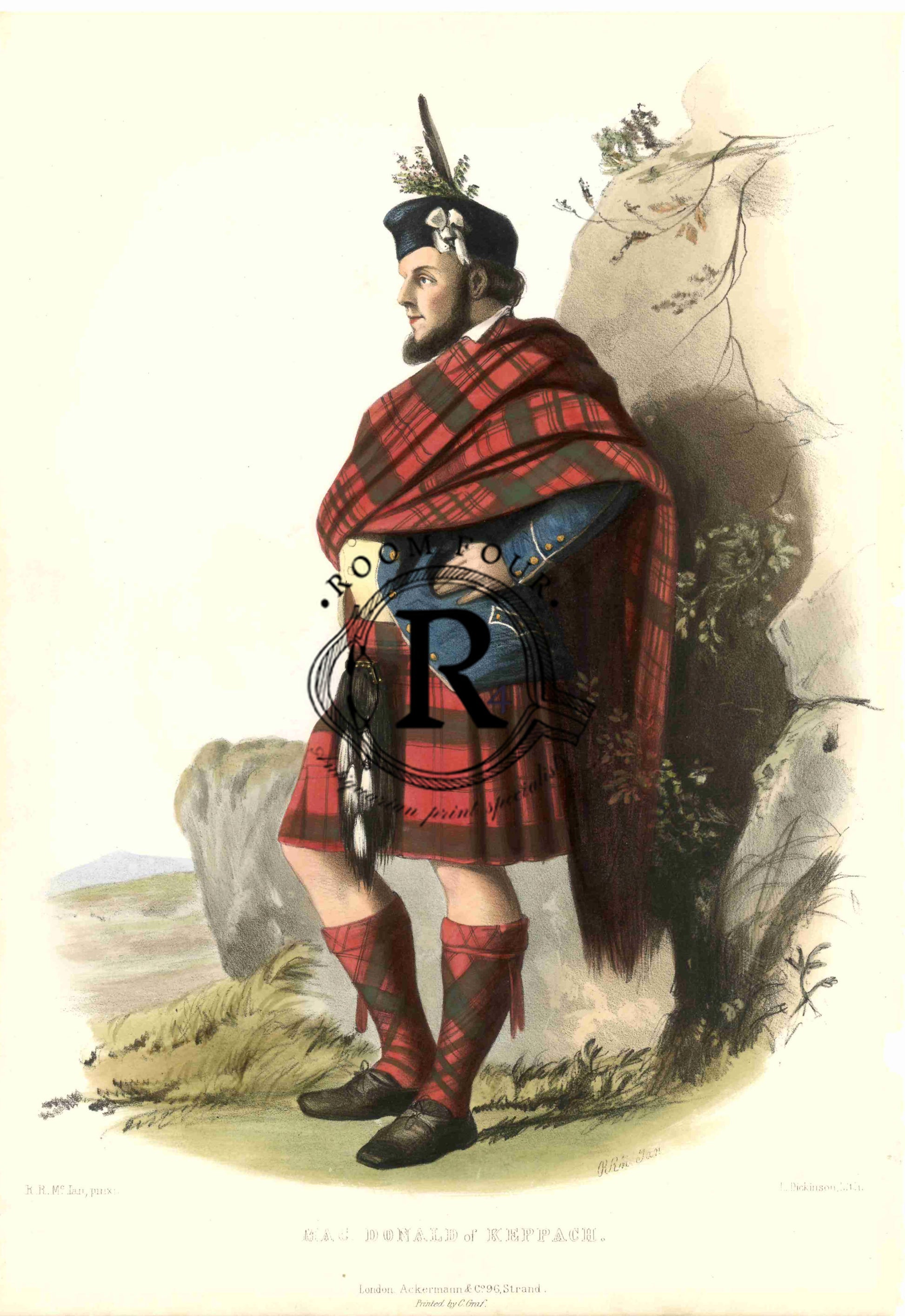 The Clans Of The Scottish Highlands Antique Print - MacDonald of Keppach - Original Rare