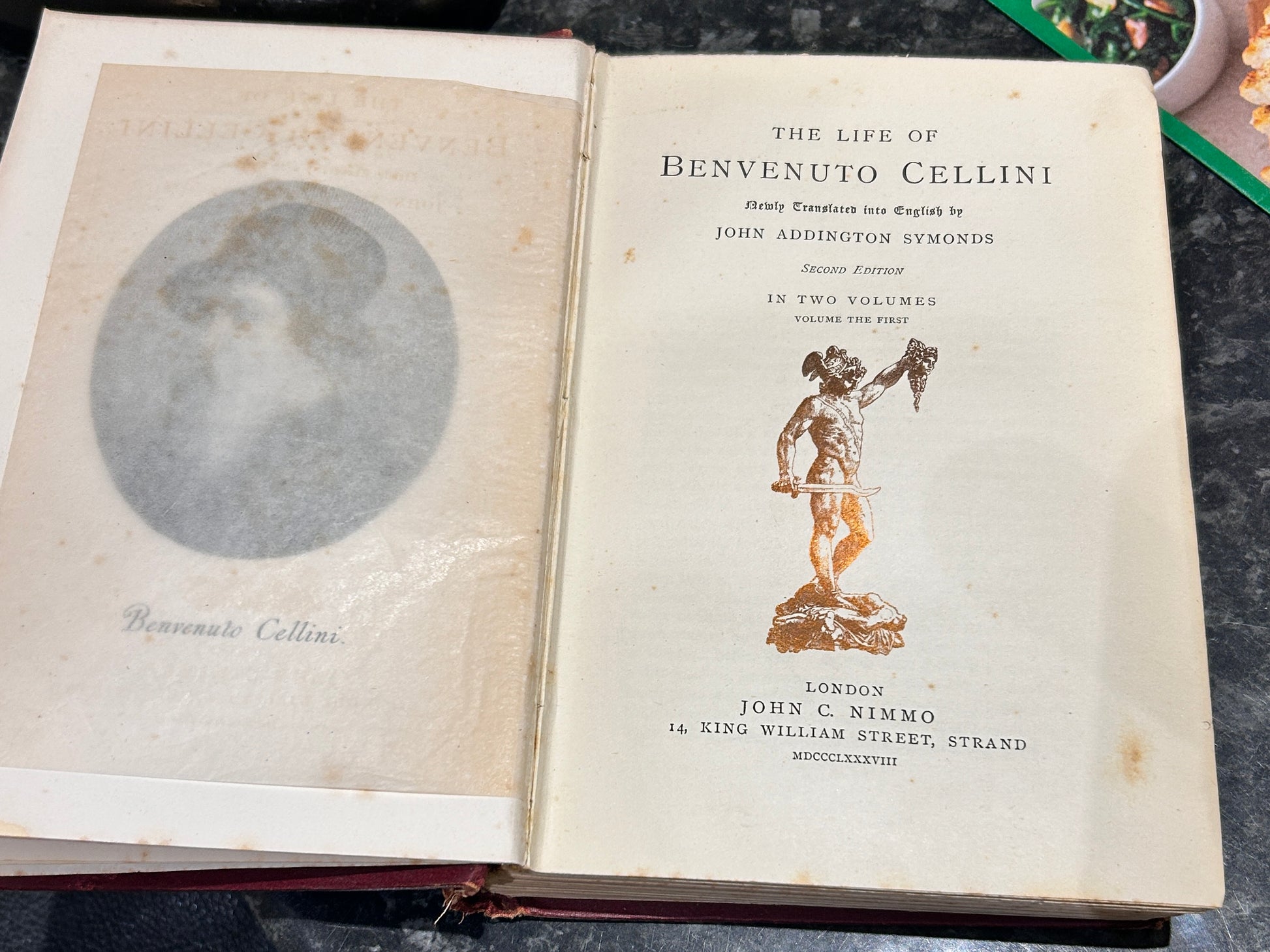 The Life of Benvenuto Cellini, translated by John Addington Symonds, second edition, Volume I, published in 1895 by John C. Nimmo in London.