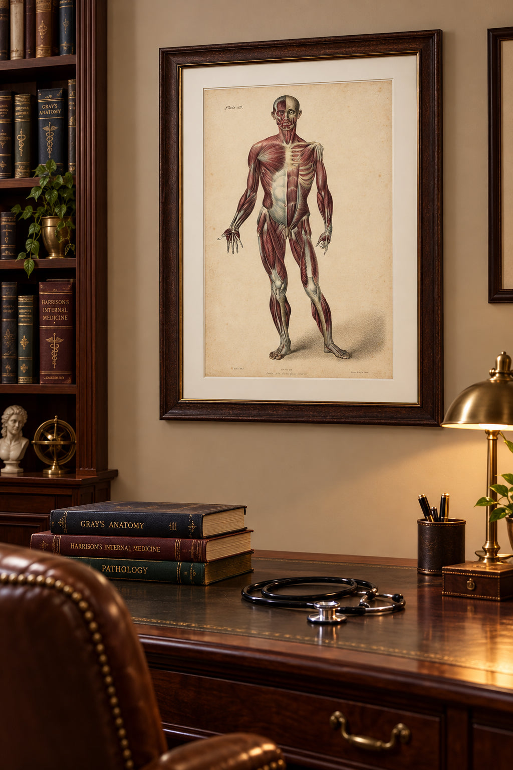 Quain Original  19th c. Anatomical Print – Full-Length Figure Plate 49