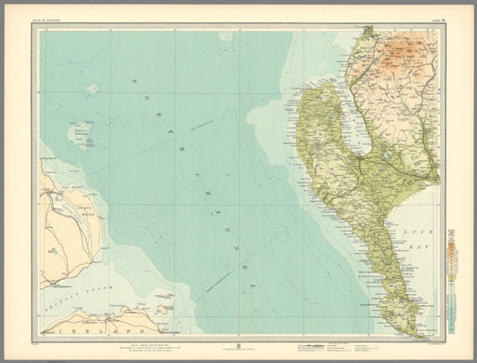 Antique Map, Stranraer (Scotland)Map, circa 1912