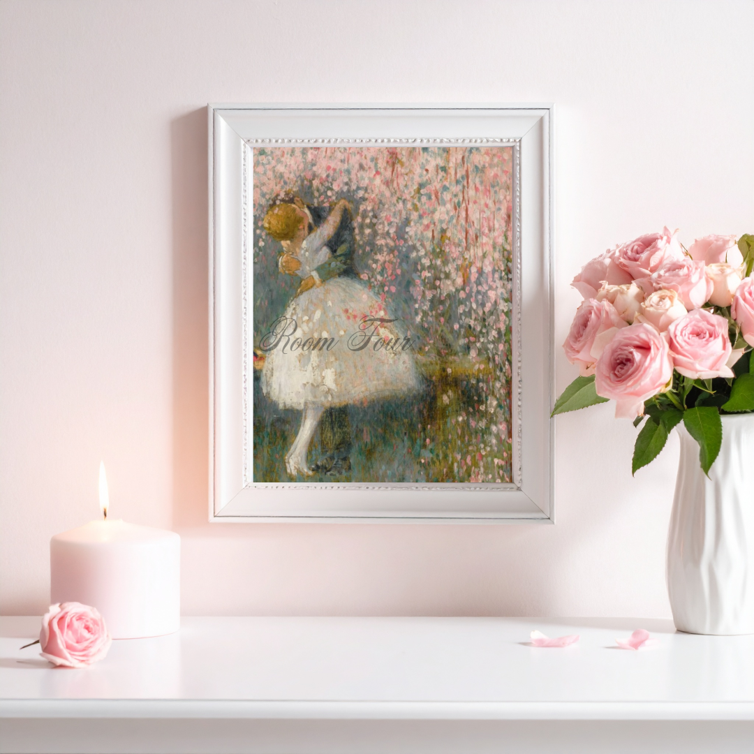 Pink Blossom Wall Art – Romantic Couple Print – Vintage French Pastel – Georges Picard