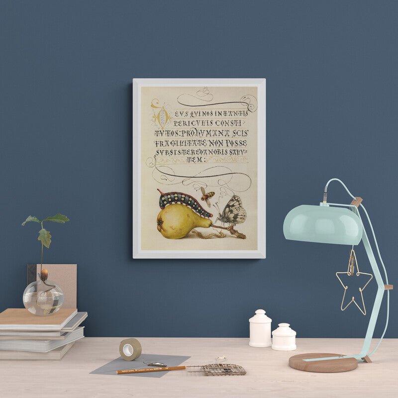 Antique Caterpillar & Butterfly Botanical Wall Art Print - Room Four