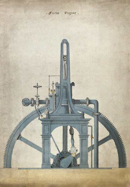 Antique Farm Steam Engine Wall Art Print - Room Four