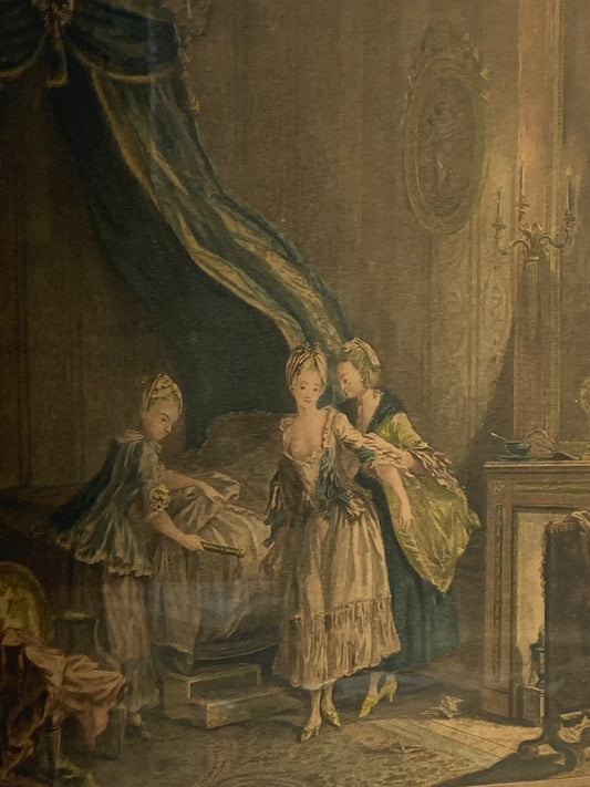 Antique French Engraving - "Bedtime" - Room Four