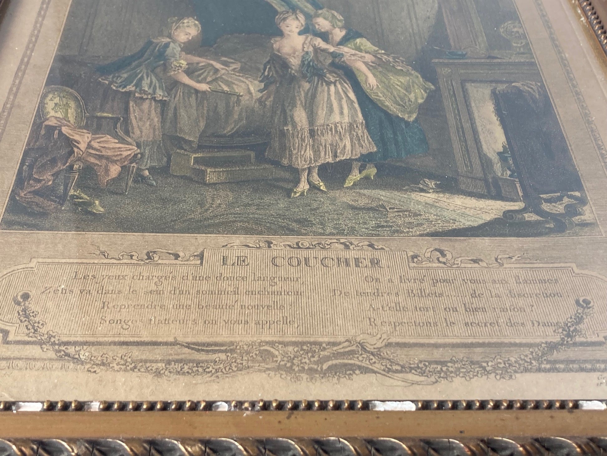 Antique French Engraving - "Bedtime" - Room Four