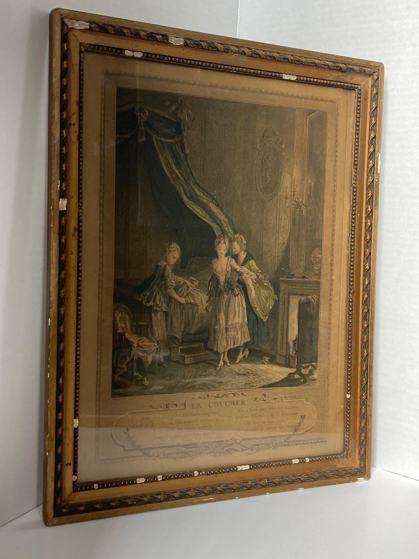 Antique French Engraving - "Bedtime" - Room Four