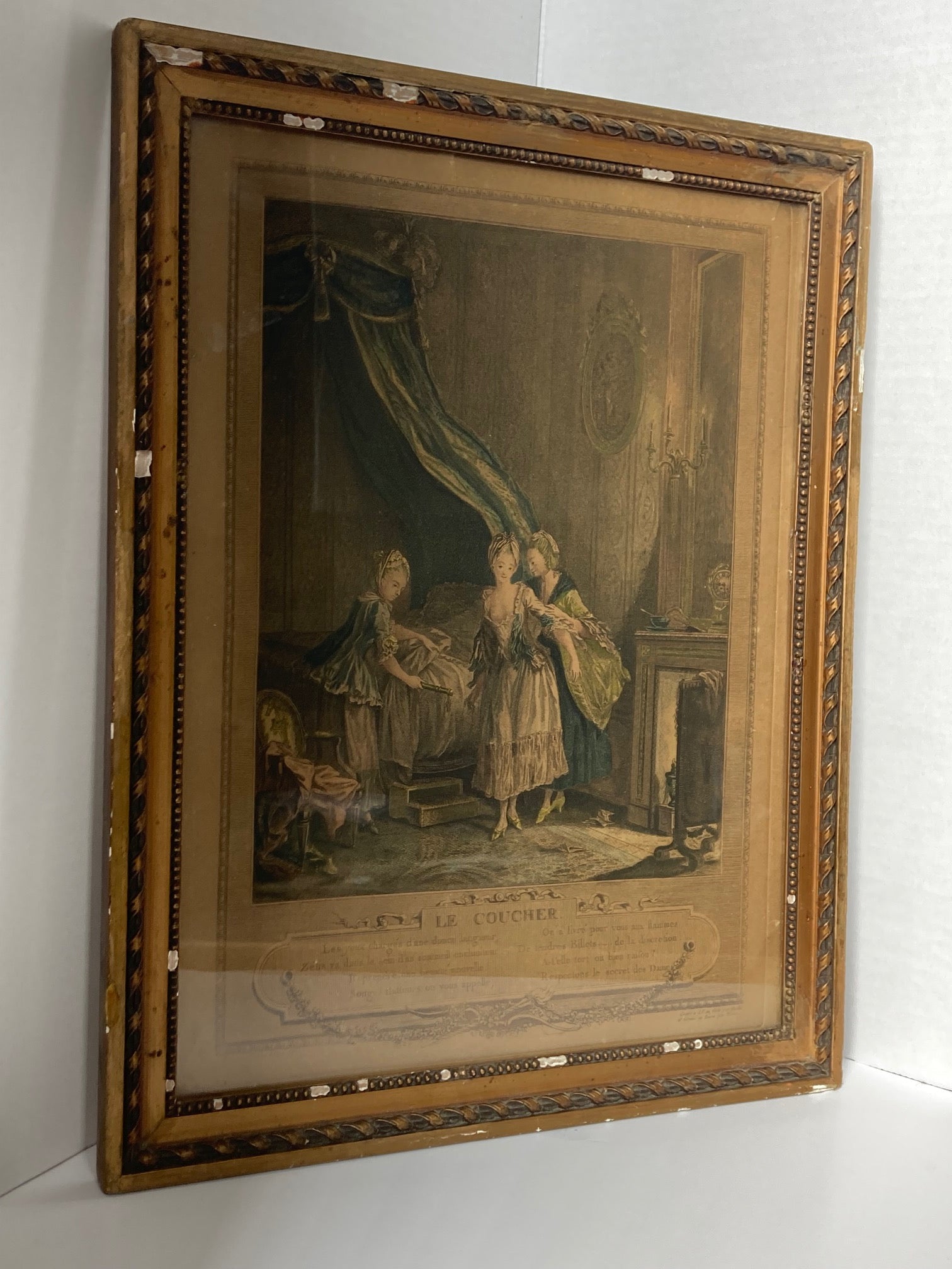 Antique French Engraving - "Bedtime" - Room Four