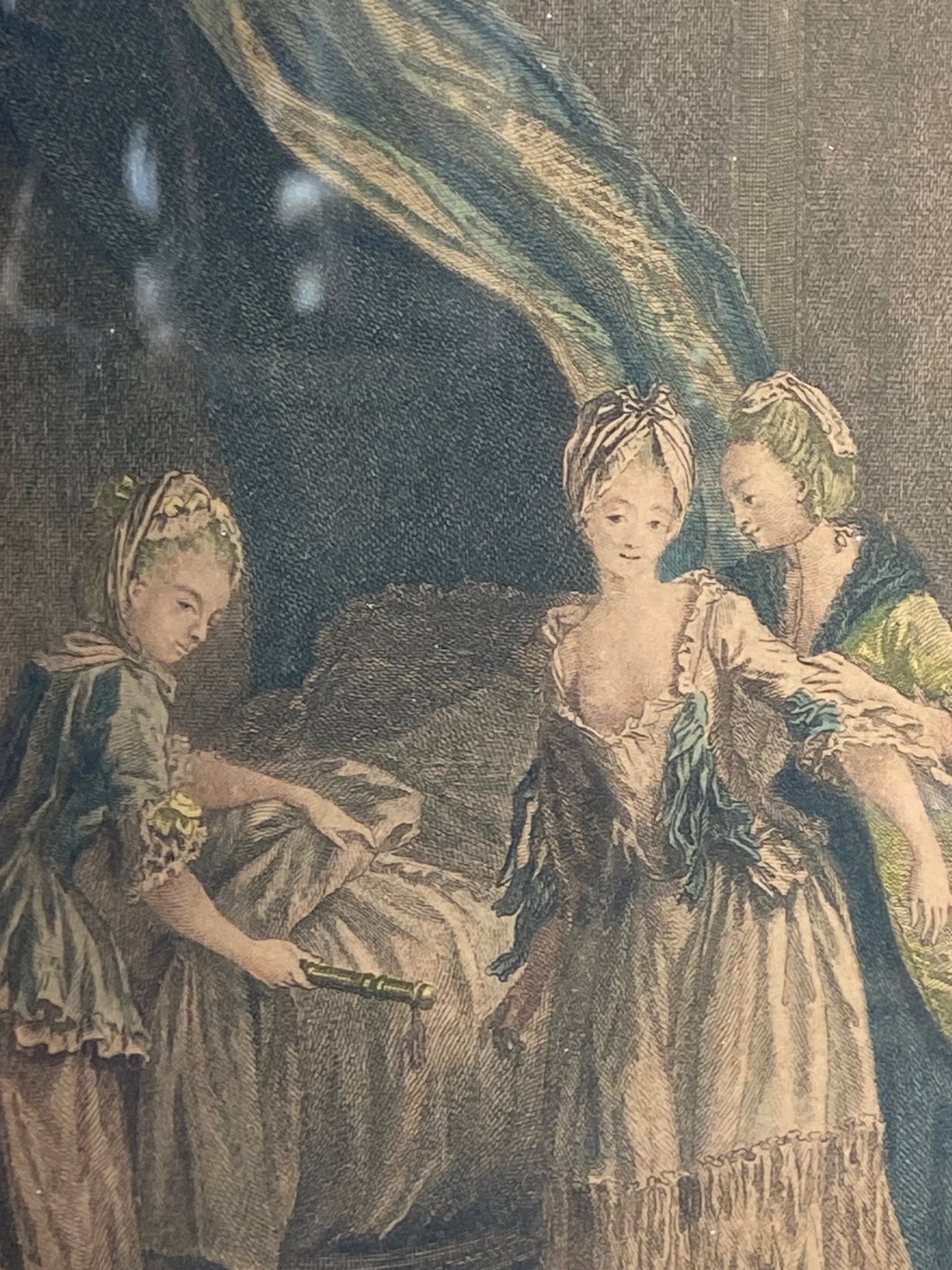 Antique French Engraving - "Bedtime" - Room Four