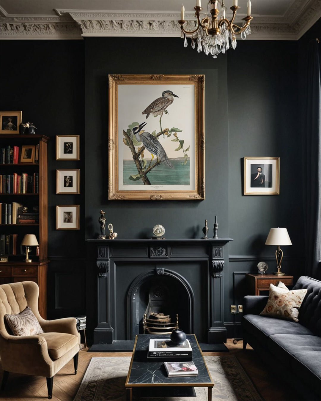 Antique Yellow Crowned Herons Wall Art Print - Room Four