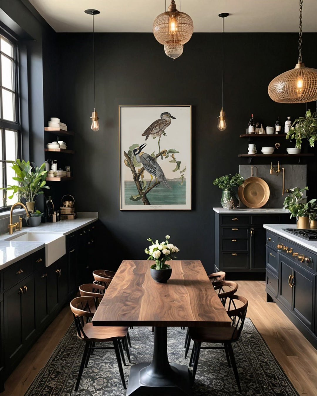 Antique Yellow Crowned Herons Wall Art Print - Room Four