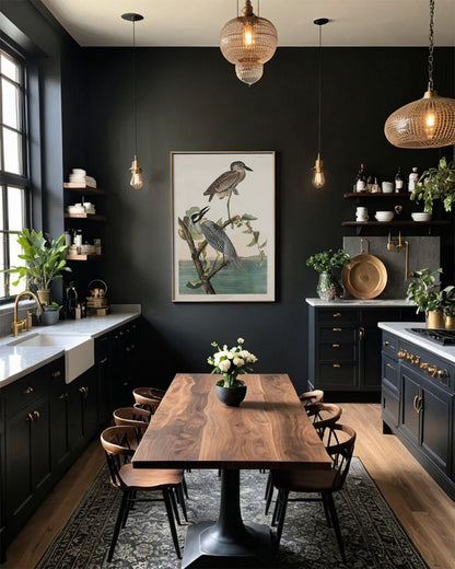 Antique Yellow Crowned Herons Wall Art Print - Room Four