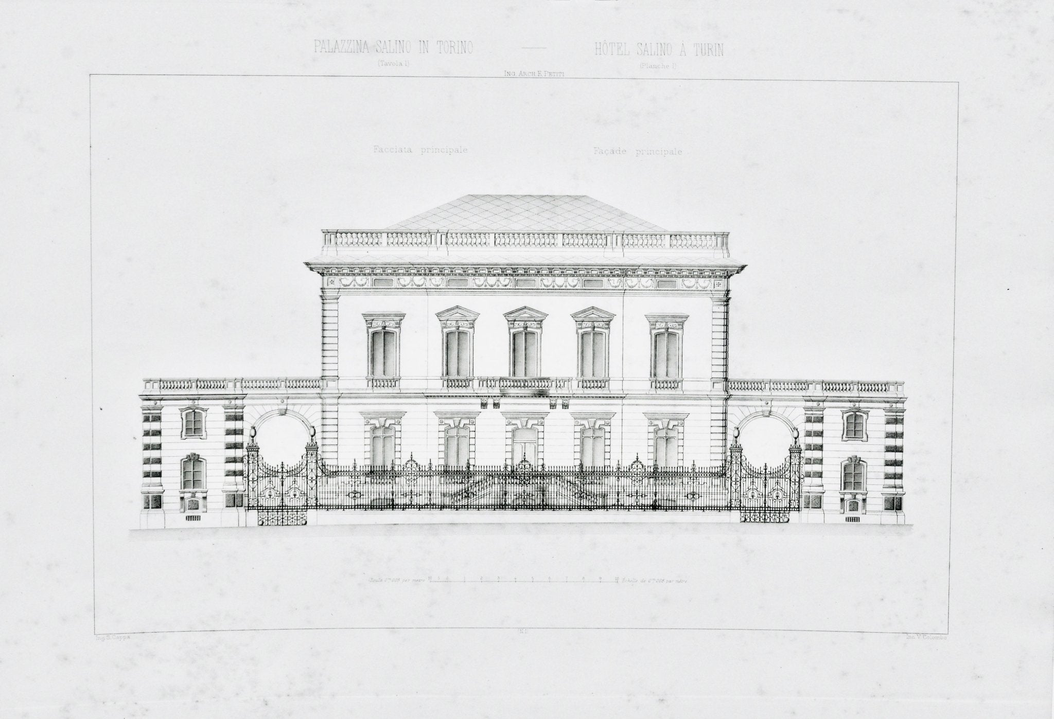 Architectural Drawing, Palazzina Salino, Main Facade - Room Four
