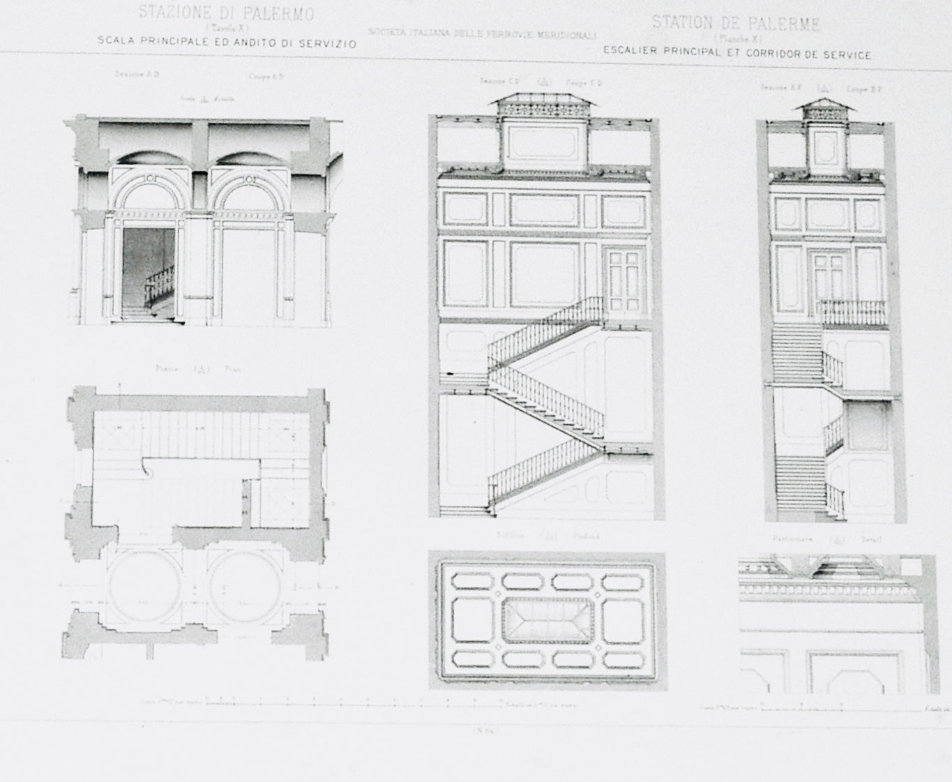 Architecture, 1887 - 1889, Main Staircase, Palermo Railway Station - Room Four