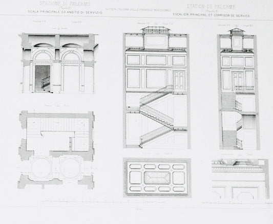 Architecture, 1887 - 1889, Main Staircase, Palermo Railway Station - Room Four
