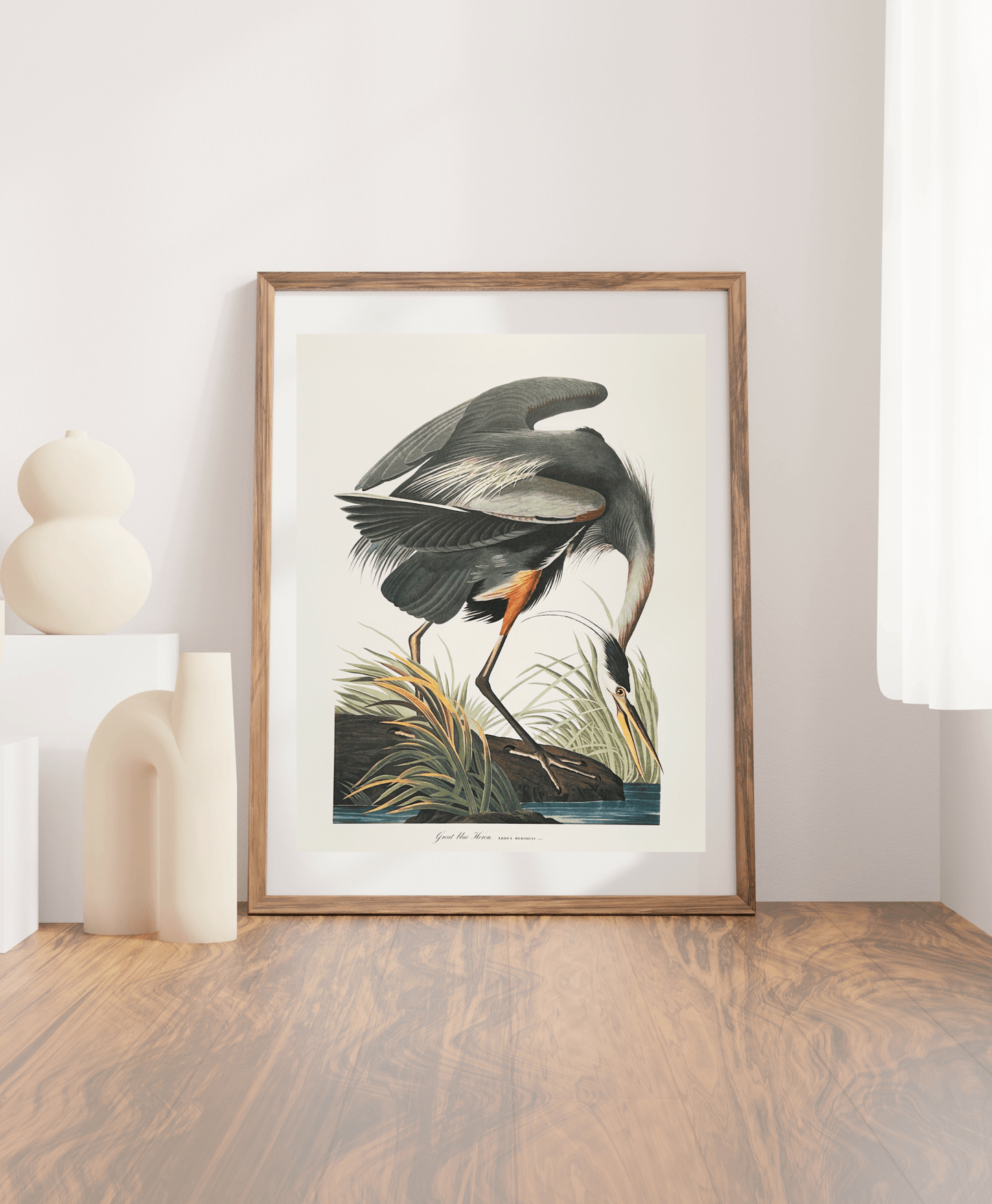 Audubon Vintage 1964 Lithographic Bird Print - Great Blue Heron - Room Four