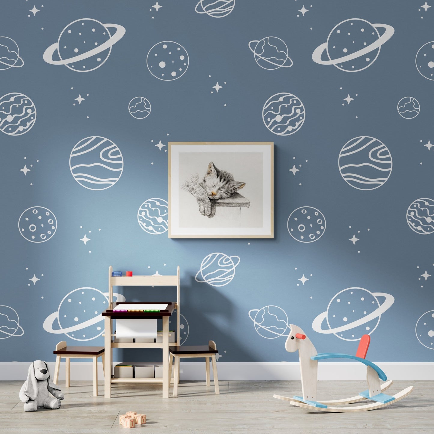Cuddly Sleeping Tabby Cat Wall Art Print - Room Four