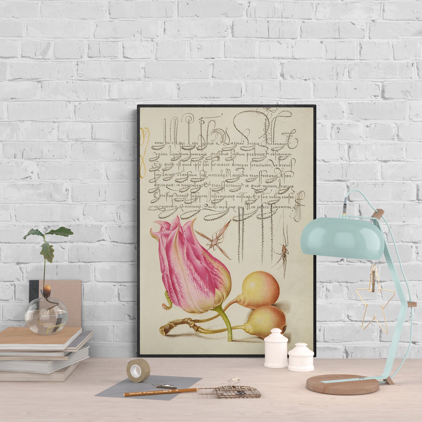 Antique Tulip with Pears Botanical Wall Art Print