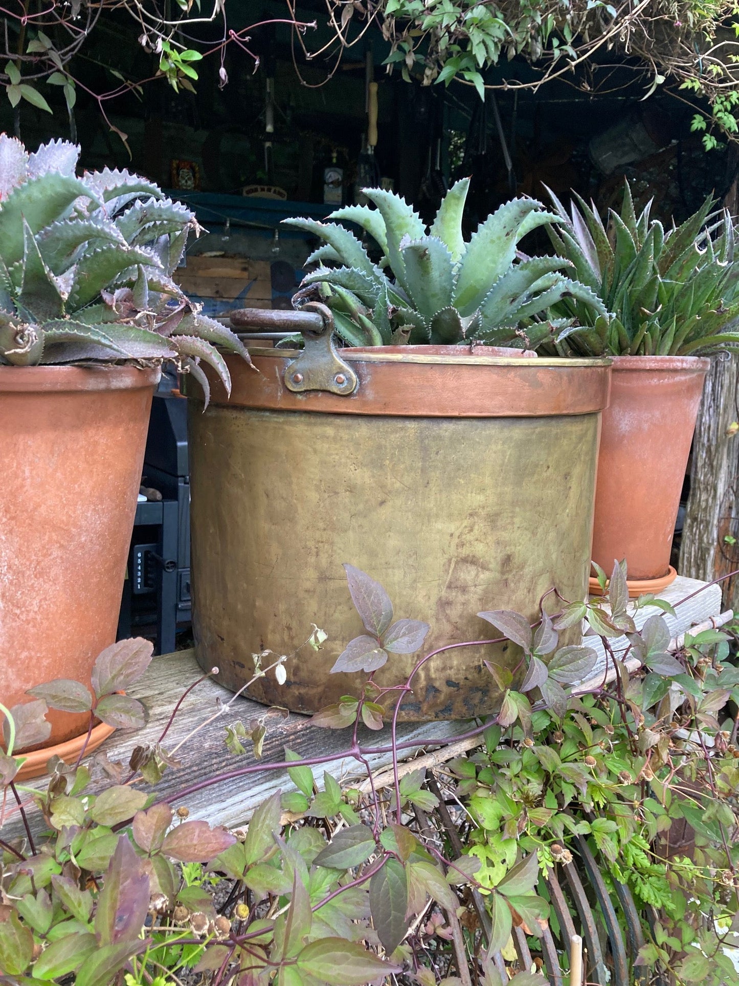 Large Antique Brass and Copper Bin - Room Four
