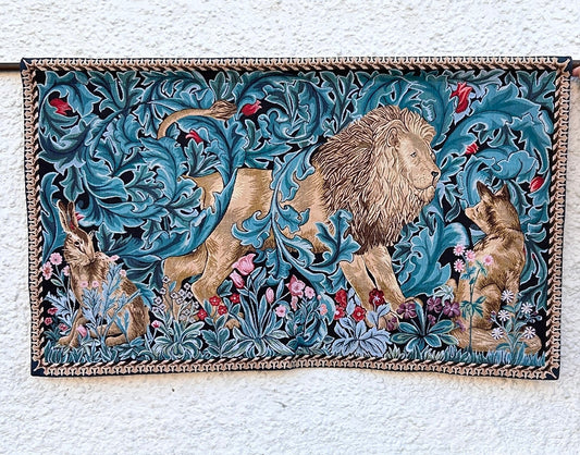 Lion in the Forest Tapestry Wall Hanging by Signare - William Morris - Room Four