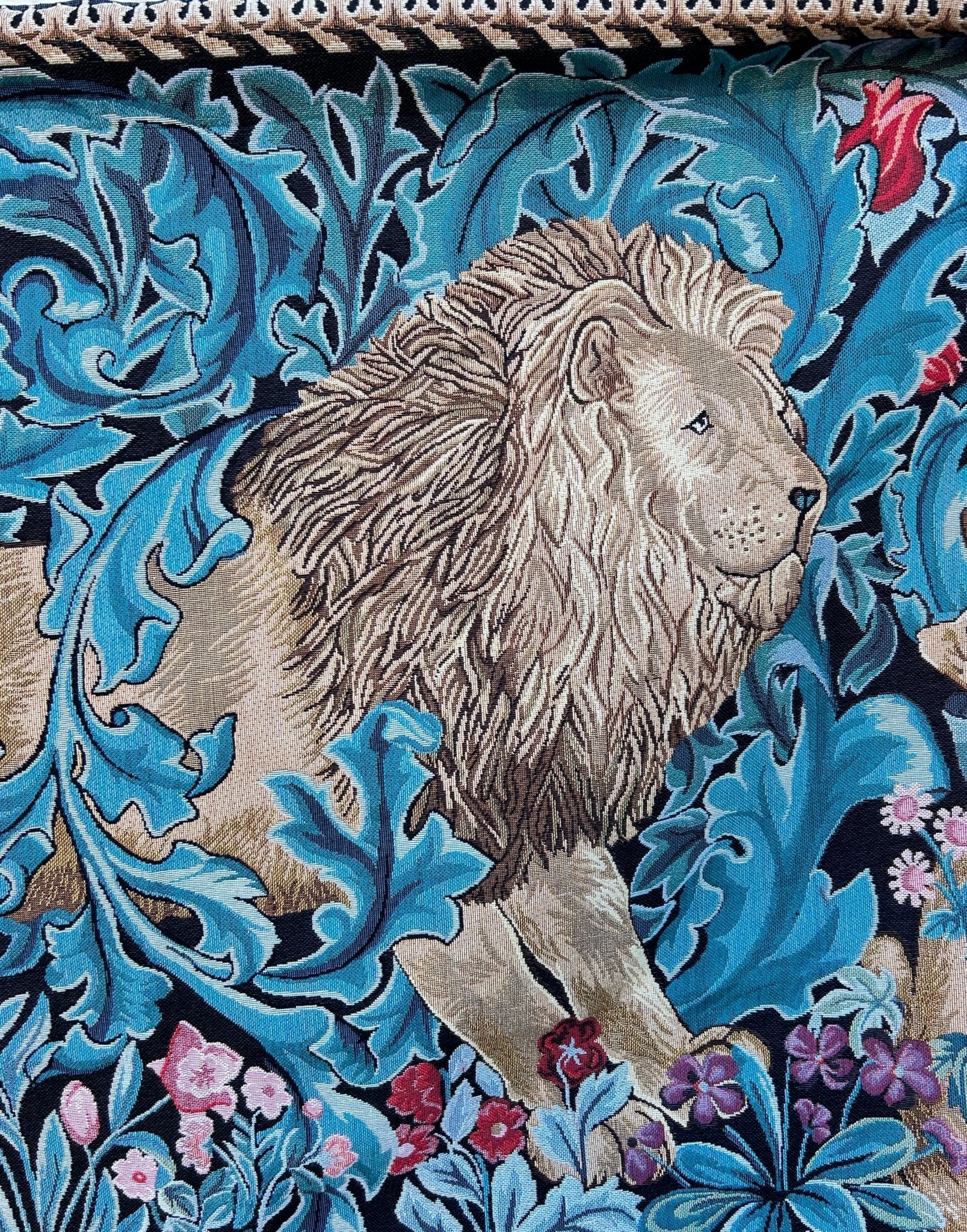 Lion in the Forest Tapestry Wall Hanging by Signare - William Morris - Room Four