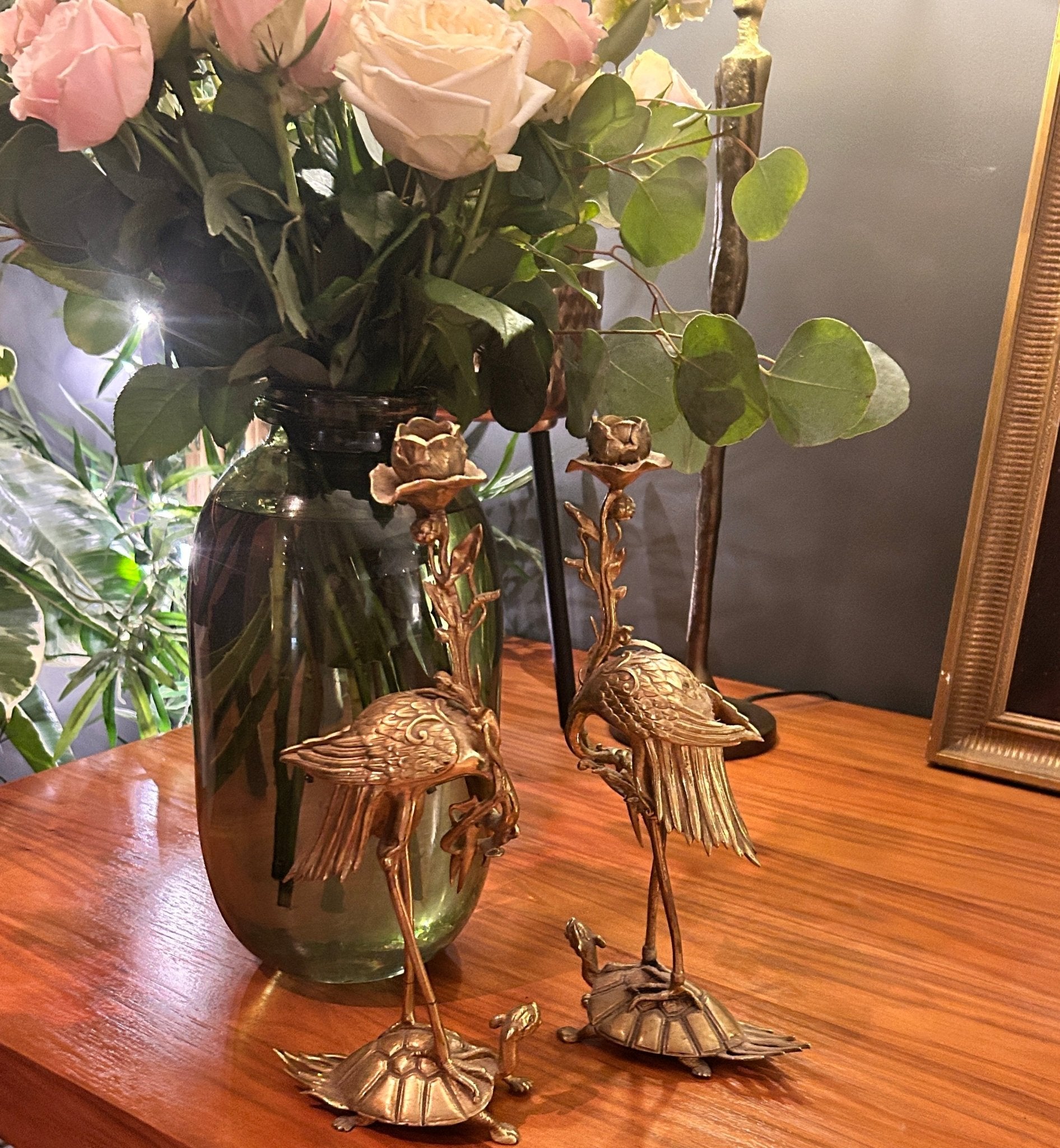 Meiji Gilt Metal Japanese Candlesticks, a Pair - Room Four