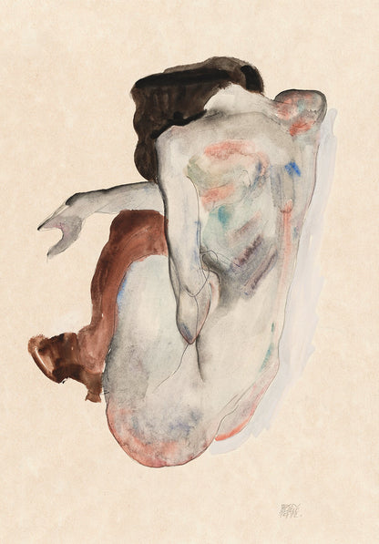 Naked Female Back View Wall Art Print Egon Schiele - Room Four