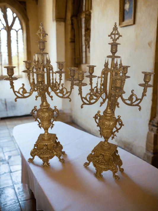 Sold - Italian Brass Candelabras 19th century - Room Four