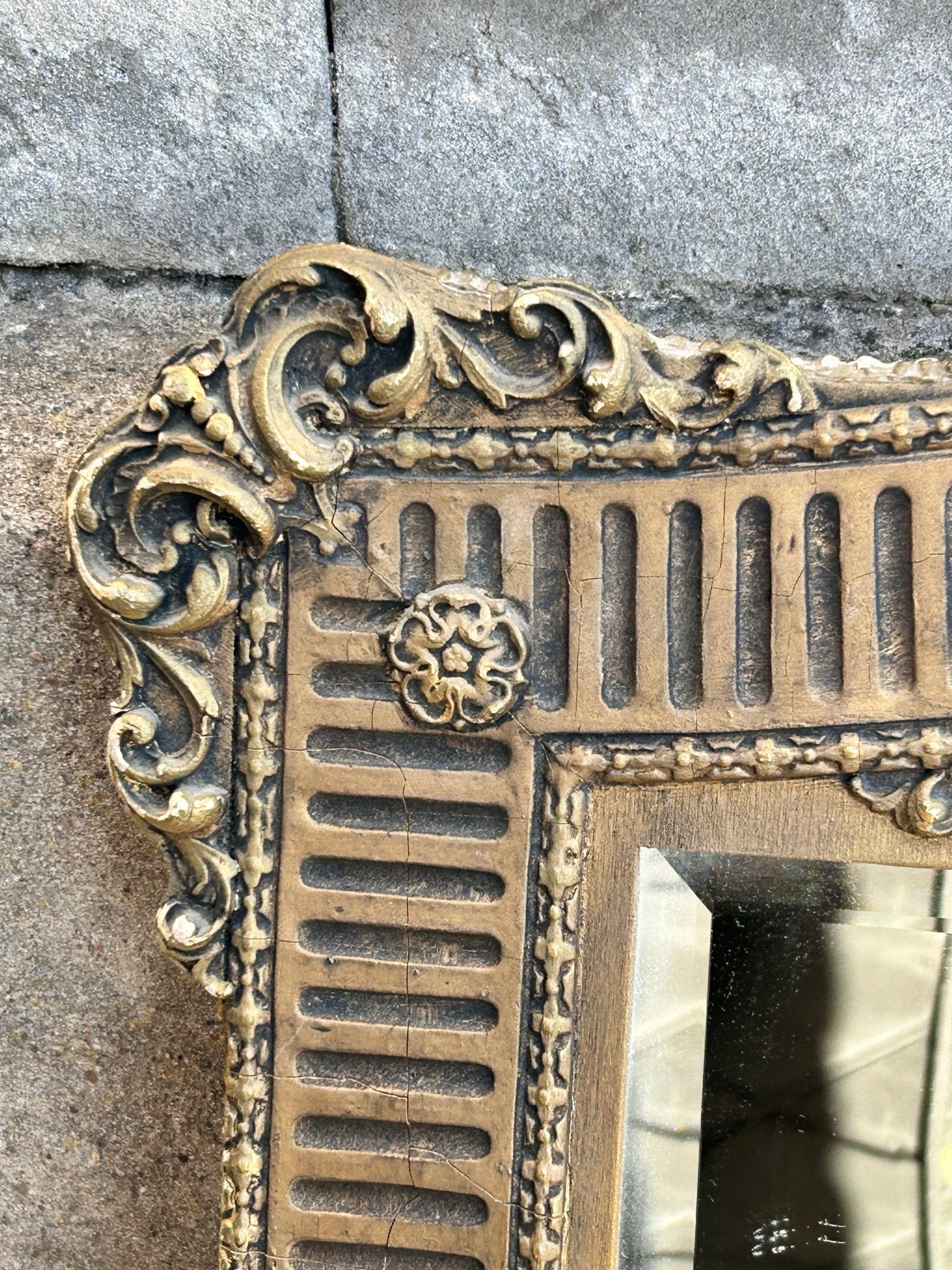 Sold Out - French Rococo gilt framed wall mirror rectangular porcelain surmount “Fragonard” 19th century inspired - Room Four