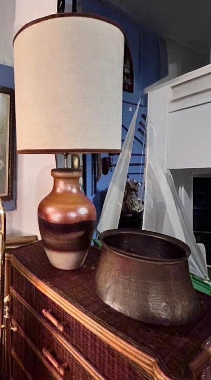 SOLD OUT - Very Large Statement Piece Mid Century West German Table Lamp & Original Shade - Room Four