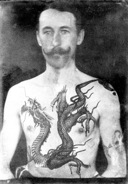 Victorian Tattoo Wall Art Print - Dragon