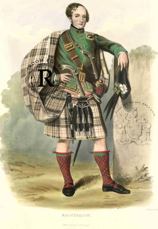 The Clans Of The Scottish Highlands Antique Print - MAC PHERSON - Room Four- Scottish Clan Art