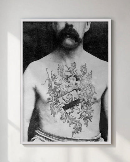 Victorian Tattoo Wall Art Print - Armorial Crest - Room Four