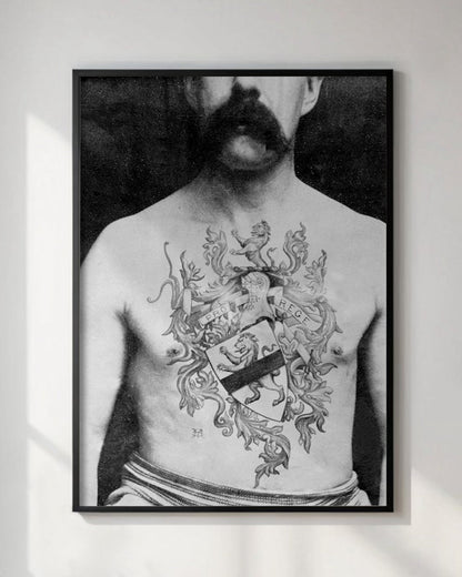 Victorian Tattoo Wall Art Print - Armorial Crest - Room Four