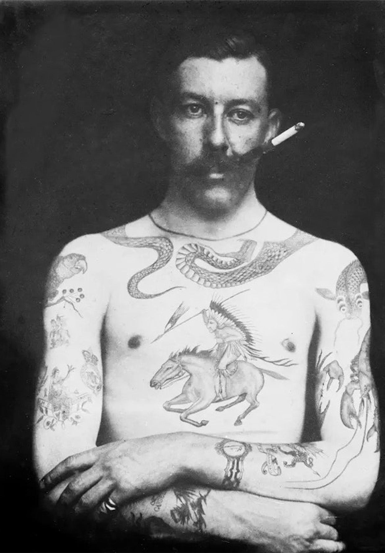 Victorian Tattoo Wall Art Print - War Bonnet Chief - Room Four