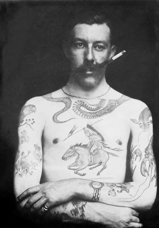Victorian Tattoo Wall Art Print - War Bonnet Chief - Room Four