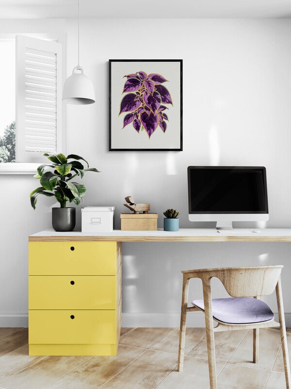 Vintage Botanical Purple Coleus Plant Wall Art Print - Room Four