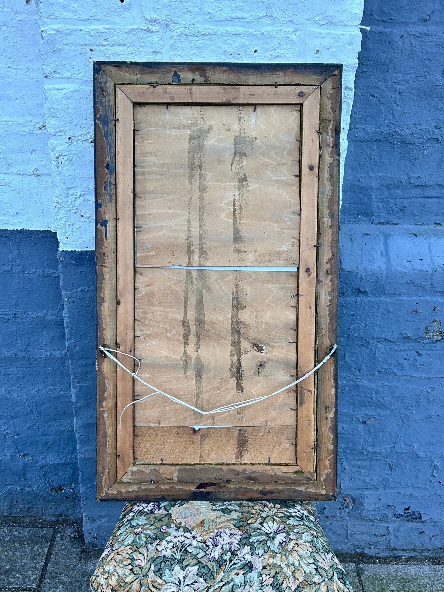 Vintage Gilt Framed Floral Painting on Milk Glass - Room Four