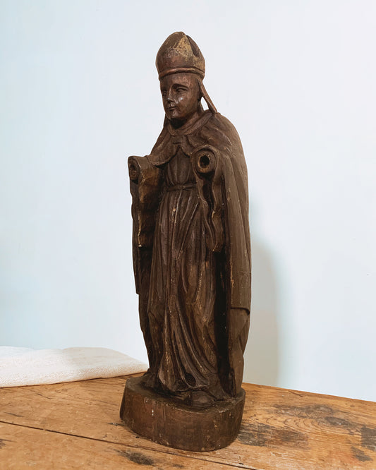 Antique Religious Wood Carving - Bishop